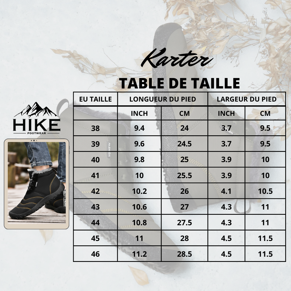 Karter Chaussures d'hiver pieds nus - Chaussures d'hiver ergonomiques