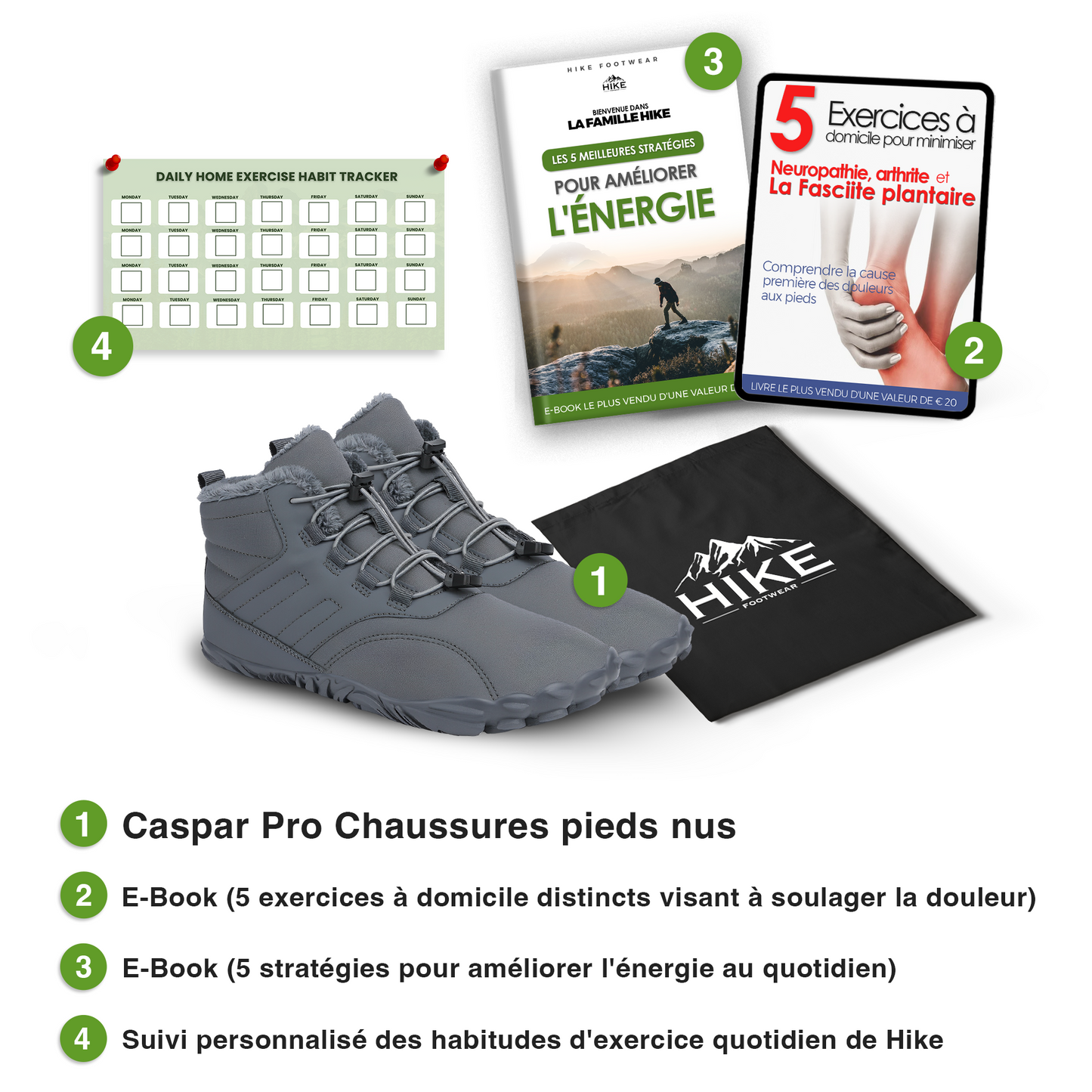 Caspar Pro Flex - Chaussure pieds nus antidérapante et universelle pour l'hiver