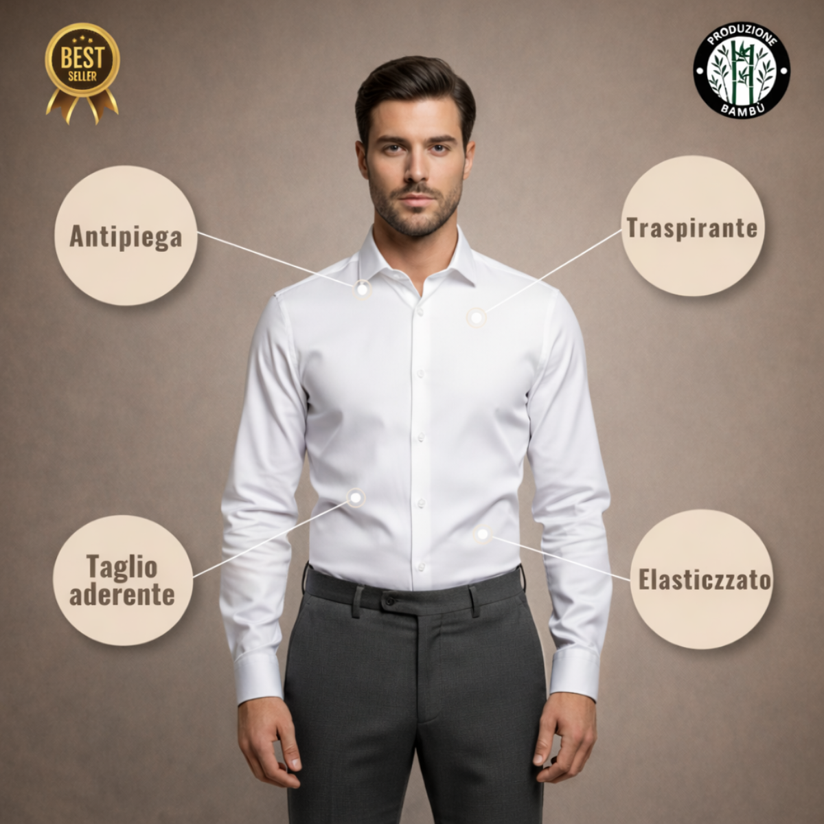 Camicia Antipiega a Taglio Aderente