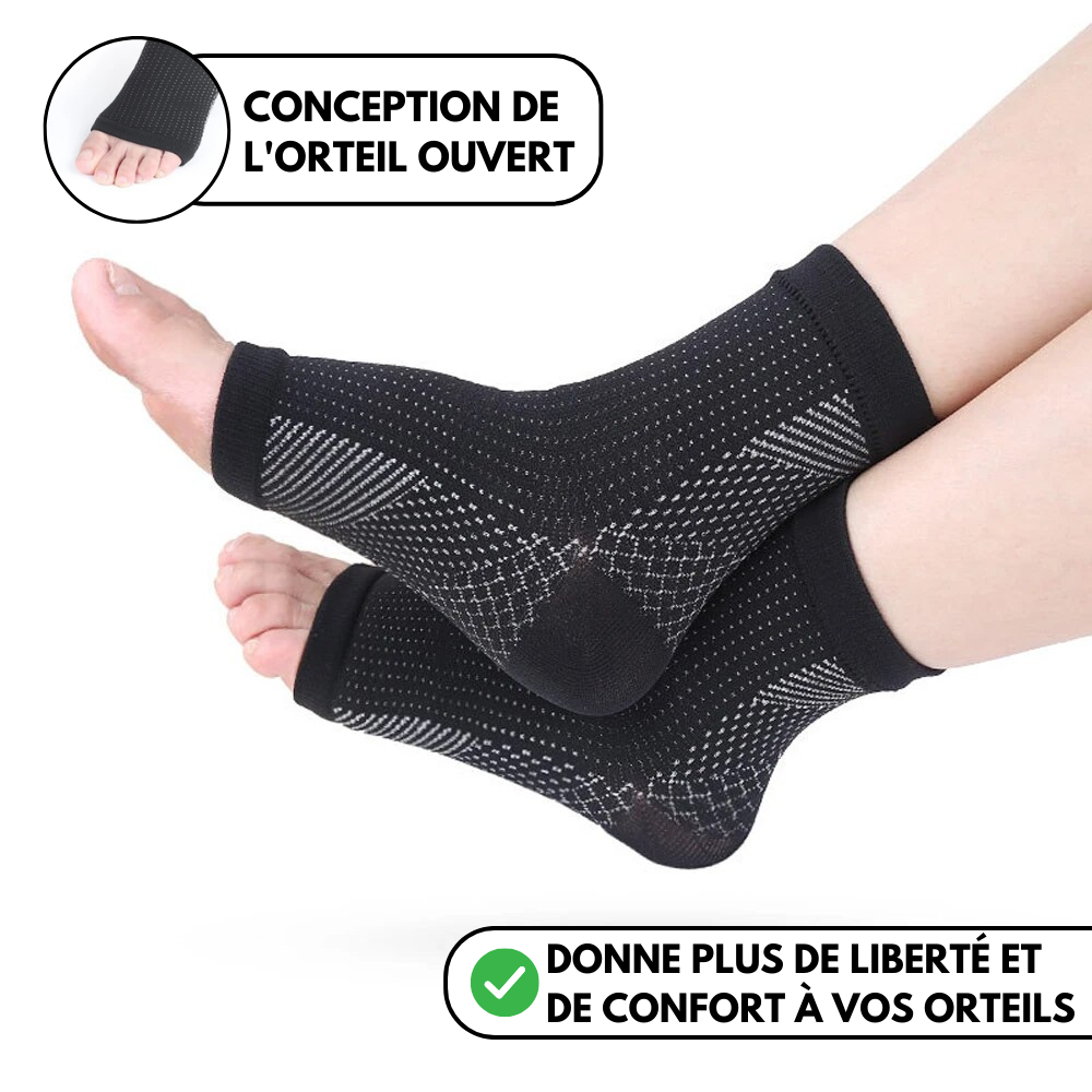 ProFlex Chaussette de Compression - Chaussettes de compression à bout ouvert pour le soulagement de la douleur au pied