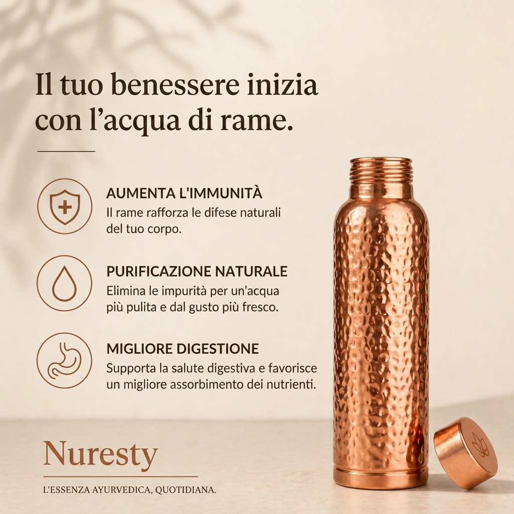 Borraccia in Rame – Nuresty™ | Acqua Purificata Naturalmente, Senza Plastica