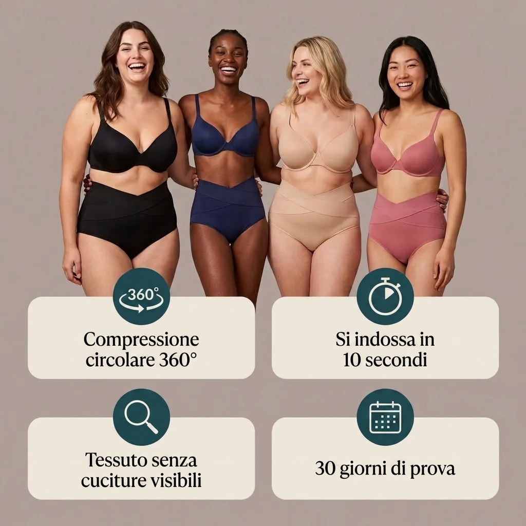 Compressione 360°, 10 secondi, senza cuciture, 30 giorni di prova
