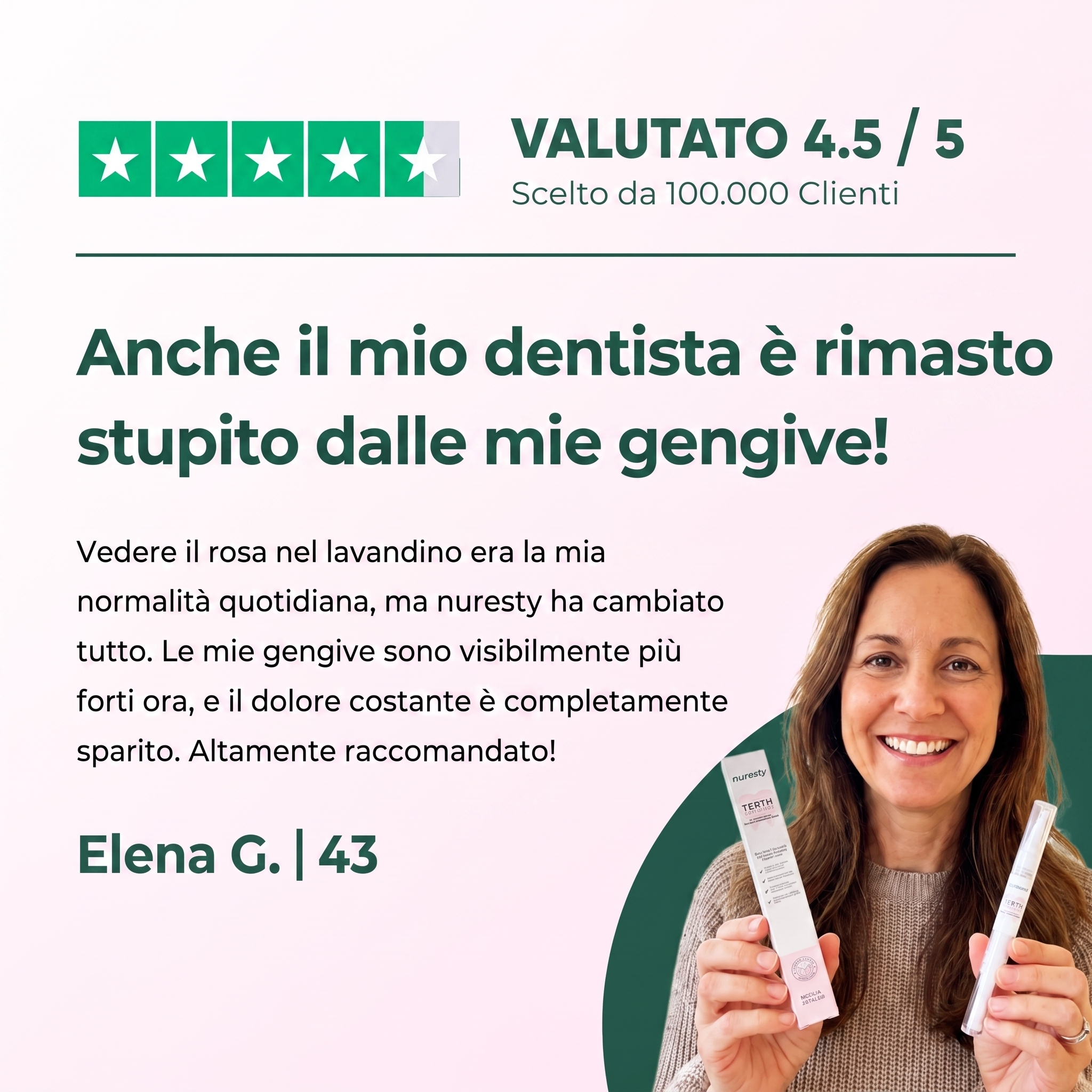 Recensione cliente: gengive piu sane con Nuresty